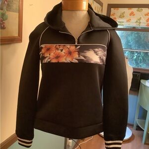 Maje Polyester Black Floral Hoodie 2 NWT
